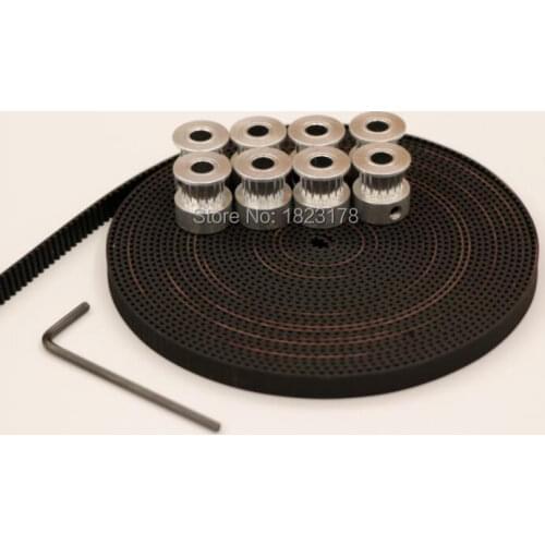 8pcs Timing Pulley GT2 16 teeth Bore 5mm + 5Meters GT2 timing Belt Width 6mm 2GT belt for RepRap Prusa Mendel 3D Free Shipping