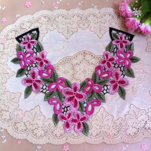 Pink+rose red+green Craft Venice Lace Collar Embroidered Sewing accessories Neckline Collar lace motifs lace ribbon collar lace