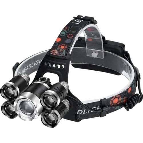 The brightest LED headlights USB rechargeable flashlight 5 lamp beads Waterproof LED headlights essential for camping and hiking
