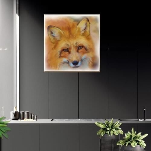 Modern Red Fox Head Animal Picture Poster Canvas Print Painting Wall Art Living Room Home Decoration
