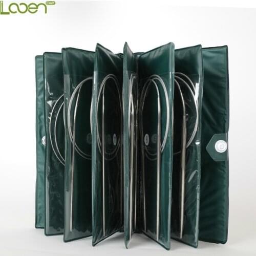 11 Sizes 43/65/80cm Length Stainless Steel Circular Knitting Needles Kit Yarn Weave DIY Knitting Needles Hooks Set with Bag