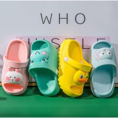 Baby Slippers 1-6 Yrs Eva 3d Animals Anti-collision Soft Bottom Hole Home Slippers 2021 Summer New Kida Girls Boys Brand Shoes