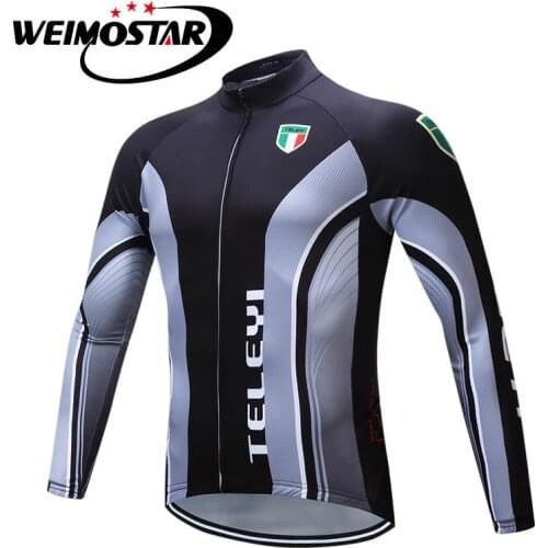 Teleyi Cycling Jersey Men Winter Bike Clothing Long Sleeve Bicycle Sportswear Ropa ciclismo MTB Breathable Bike Jersey Shirts