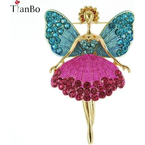 TianBo Angel Wings Music Angel Fairy Brooch for Women Girl Dress Accessories Crystal Brooch Rhinestone Pins for Women and Cute