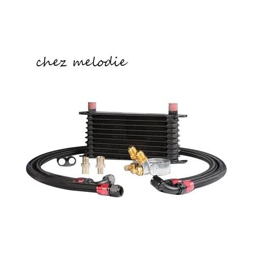 Universal TRUST Type Japanese 10 rows AN10 oil cooler radiator kit+filter Relocation Sandwich Plate adaptor with Thermostat