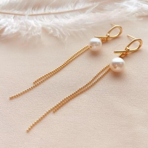 CCijiNG High Quality Color Leaf Pearl Tassel Earrings Sweet Romantic Girl Tie-in Dress Made by hand EH4015