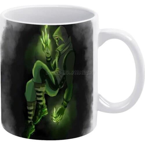 Green Fire White Mug Coffee Mug Afternoon Tea Christmas Cups Ceramic Mug 330ml for Coffee Original Art Original Character Oc Gre