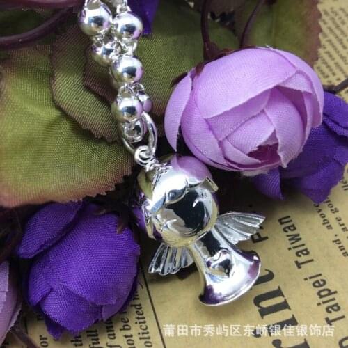 S990 sterling silver necklace female angel lock pendant Japan and South Korea short clavicle fashion accessories