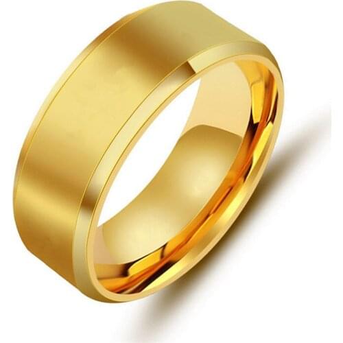 1@# 1 Pcs Sell Noble Wedding Couples Rings Bijouterie for Man or Woman Gift Titanium Ring Men Gold Anti-allergy Smooth Simple