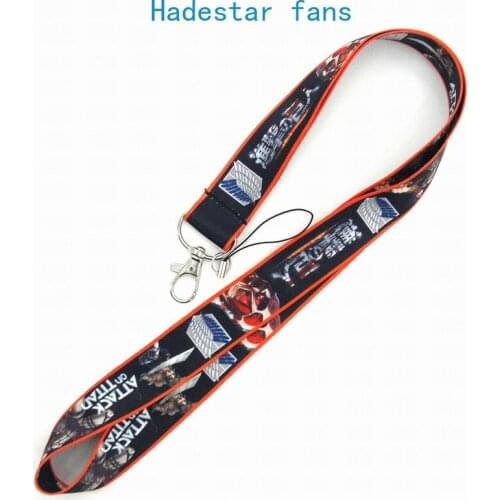 10 pcs/lot Anime Attack on Titan Phone Rope Strap Chain Eren Ackerman Neck Strap ID Charm Lanyard Keychain toy gift