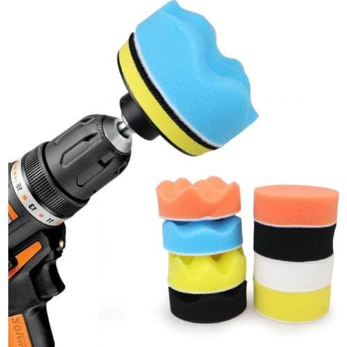 11Pcs/Set 3inch Car Polishing Disc Self-Adhesive Buffing Waxing Sponge Wool Wheel Polishing Pad for Car Polisher Drill Adapter