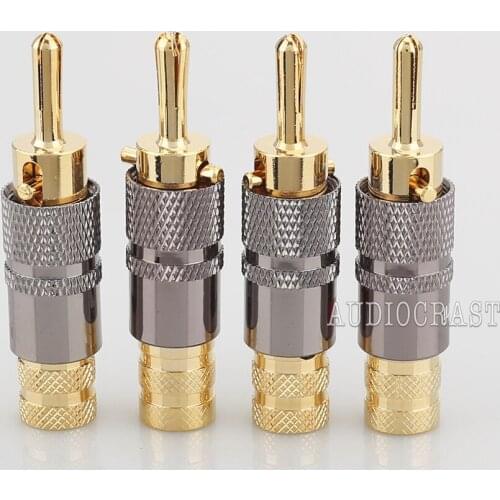 12pcs\lot New Brass Nakamichi Banana Plug with Lock Red And White Speaker Amplifier Connector Speaker Cable banana plug