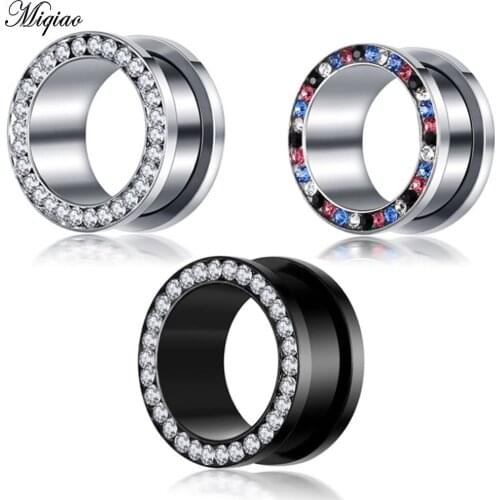 Miqiao 2pcs Stainless Steel Ear Plugs Tunnels Screw Gauges Plugs Set Flared Expander 4-16mm Body Piercing Jewelry