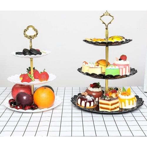 3-layer European-style fruit plate cake stand household kitchen party dessert holiday supplies cake stand accessories plastic