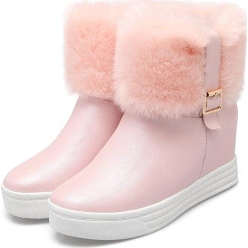 Big Size 9 10 12 boots women shoes ankle boots for women ladies boots Solid color round head inside raising sleeve