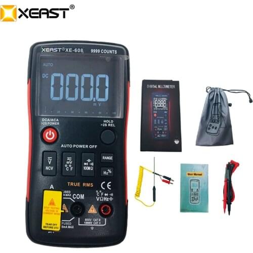 XEAST XE-608 True-RMS Digital Multimeter Button 9999 Counts With Analog Bar Graph AC/DC Voltage Ammeter Current Ohm Auto/Manual