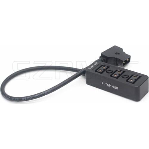 D-tap Male to 3 Port P-tap Hub Metal Splitter Power Cable with Screw Holes for ARRI RED Cameras accesories (Black)