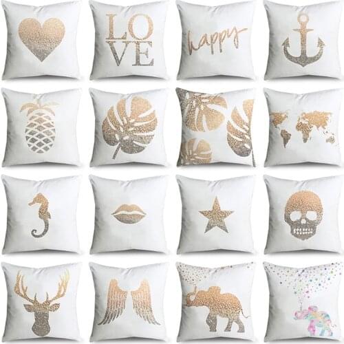 Decorative golden love map pineapple cushion cover soft polyester geometric home chair car sofa pillow case chaises de jardin