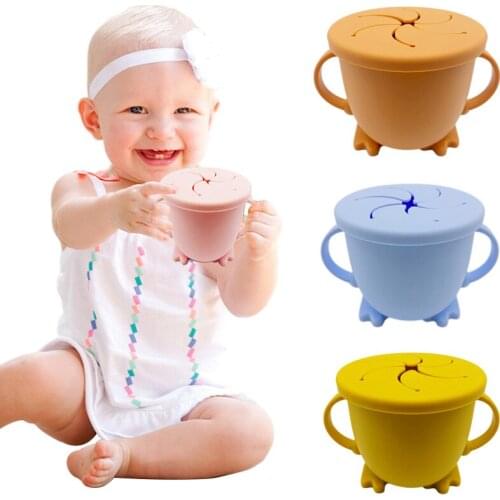 Baby Snack Cup New Silicone Drop-Proof Baby Feeding Cups Infant Learning Food Storage Box Portable 200Ml Container Tableware