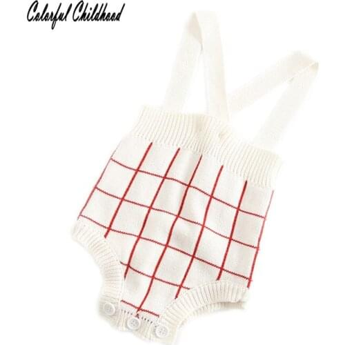 Newborn Baby Boys Bodysuit Sleeveless Toddler Infant Baby Cross strap Plaid Vest Playsuit Body Girl Children Kids Clothes 0-24m