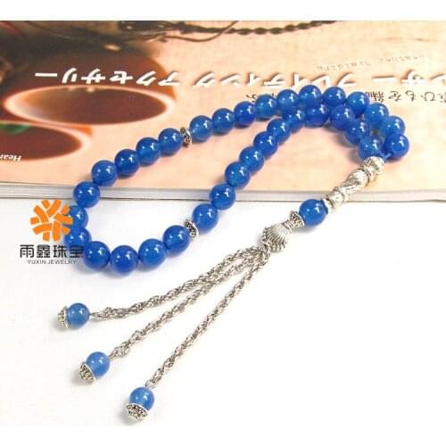 Elegant Blue Stone bead Islamic musilm 33 prayer beads tashih Rosary beads MIsbaha For thanks giving day Halloween Holiday gift