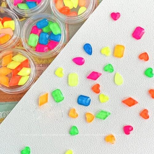 Fluorescent Mixed Shape Nail Art Rhinestone Flat Back Crystal Stone Fashion Fingernail DIY Decoration Accessories 30/100PCS