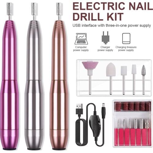 Hot Sale Electric Nail Drill Kit Portable Nail Drill File Machine For Acrylic Gel Nails Usb Plug Easy Rechargeable Manicure Tool
