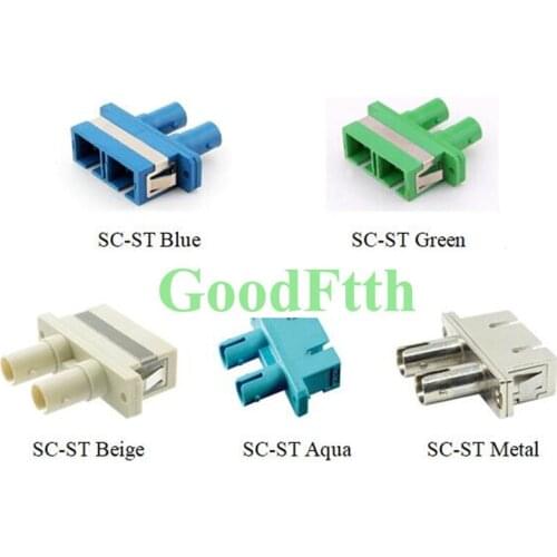 Hybrid Adapter Adaptor Coupler SC-ST Duplex Plastic Metal GoodFtth 100pcs/lot