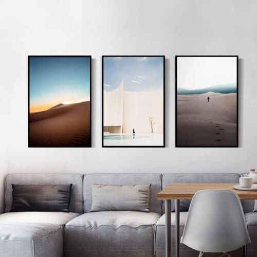 Modern Scenery Picture Home Design Wall Art Canvas Painting Nordic Sandy Beach Desert Landscape Posters and Prints for Bedroom