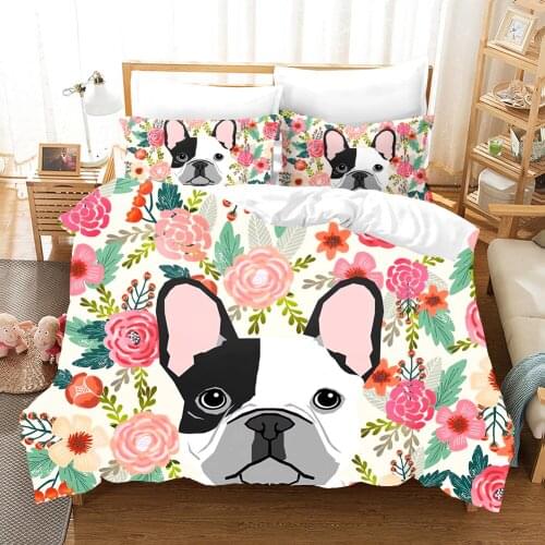 Cartoon 3D Cute Dog Bedding Sets Pug Dog Duvet Cover Set Bed Set And Pillowcase King Queen Size Bed Linen Aniaml Bedclothes