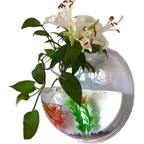 Creative Hanging Vase Fish Tank Clear Wall Mounted Acrylic Creative Flower Pot Home Decor Acrylic Vase