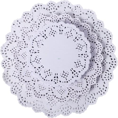 100Pcs Round Lace Paper Mats Coasters Placemats Wedding Events Party Table Gift