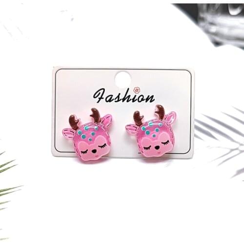 Resin Cute Deer Stud Earrings for Girls Lovely Elk Earrings Sweet Christmas Jewelry Gift for Girls