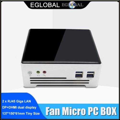 Eglobal Fan Mini PC Intel Core i5 1035G4 Intel Iris 940 Graphics Mini Computer Dual Lan 6 USB3.0 DP HD Dual Display HTPC AC WIFI