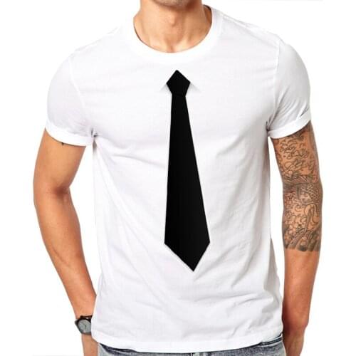 2021 New Fashion3D O-Neck Active Personalized Fake Suit Tie Print design white T Shirt Hip Hop Short Sleeve T Shirts Men