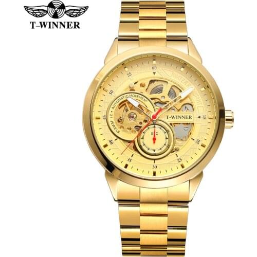 T-winner Mens Busniess Dress Automatic Analog New Style Mechanical Wristwatch with Stainless Steel Bracelet WRG8185M4
