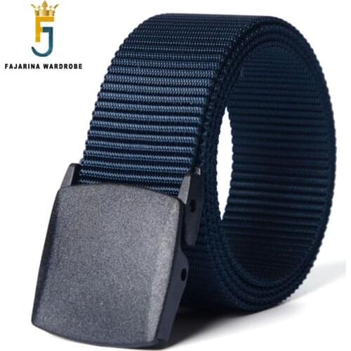 FAJARINA Plastic Automatic Buckle Nylon Belt Male Army Tactical Belt Mens Military Belts Cummerbunds Strap for Men CBFJ0010