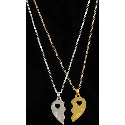 2 Pcs/set Heart-Shaped Pendant Necklaces With Two Color for Best Friends One Half Necklace Friendship Gifts for Couple Jewelry