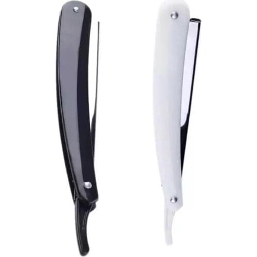 Straight Edge Stainless Steel Barber Razor High Quality Folding Shaving Shave Holder Manual Eyebrow Knife Cut Tool White Black