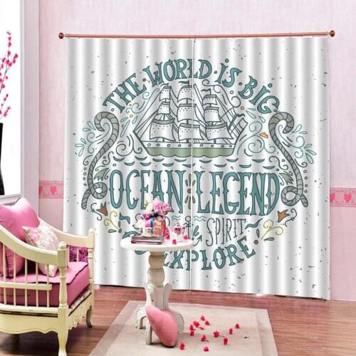 Custom Sailboat Nautical Curtain Let Your Dreams Set Sail letter Navigation Theme For Living Room Bedroom Blackout Window Drapes