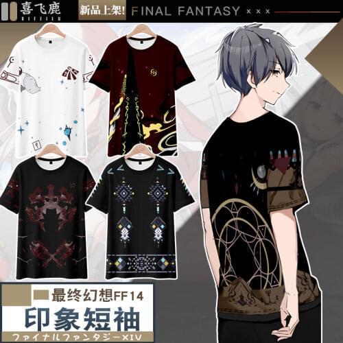 Anime Final Fantasy XIV Short Sleeve Casual T-Shirt Cosplay Costume Men Women Student Summer New Unisex Loose Tee Tops