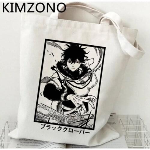 Black Clover shopping bag tote reusable grocery cotton bolso bolsa bag tote net sac cabas cloth sacolas