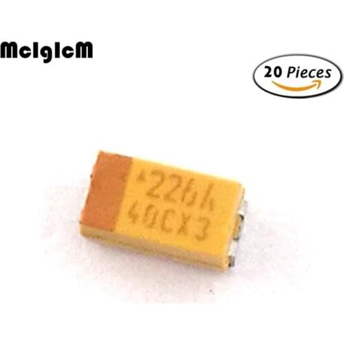 MCIGICM 20pcs A 3216 22uF 10V SMD tantalum capacitor