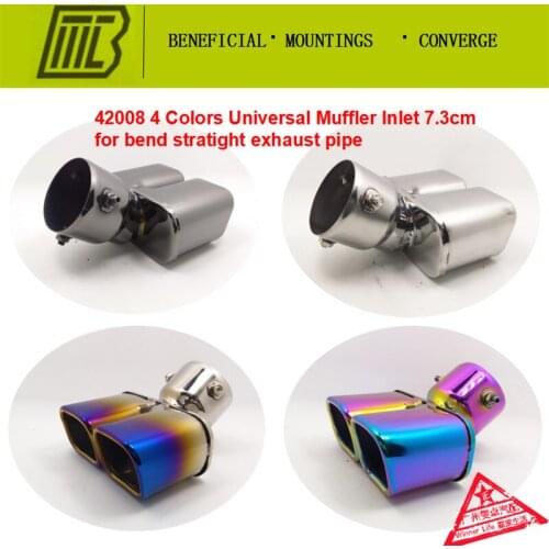 Universal Car Exhaust 1 Into 2 Muffler Square Tube Modified Tail Pipe Inlet 73mm Length 174mm General Tail Exhaust Tip