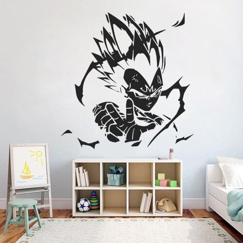 Cartoon Anime Wall Decals Vegeta Wall Sticker Boys Bedroom Nursery Decoration Vinyl Removable Mural X908
