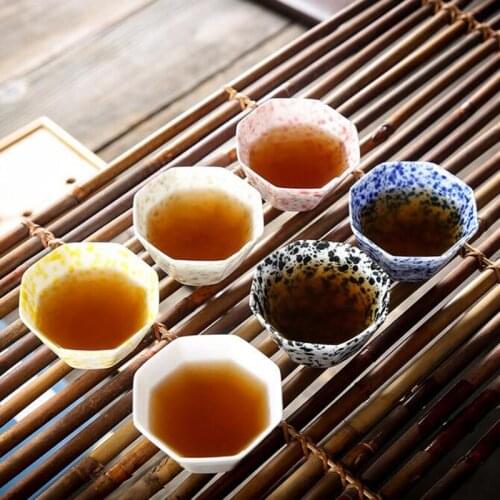 High White Jade Porcelain Tea Cup Octagonal cup Kungfu Tea Cups for Puer Green Tea Kitchen Drinkware 100ml