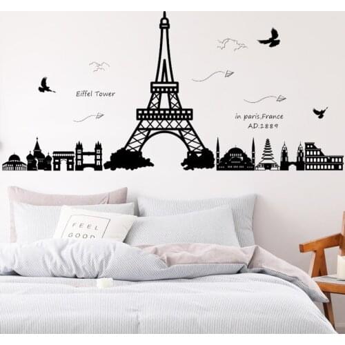 City Building Wall Stickers Creative Black Room Decor Bedroom Living Room Sofa Backdrop Wall Decals Home Decoration Aesthetic