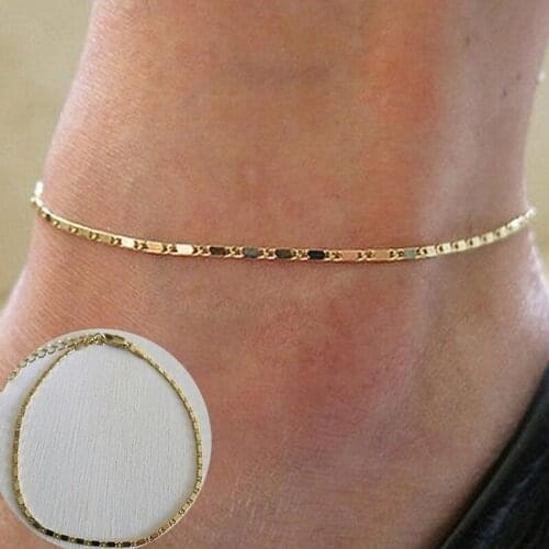 1PC Women Simple Gold Chain Anklet Ankle Bracelet Barefoot Sandal Beach Foot Jewelry