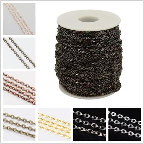 100m/Roll Iron Cable Chains Jewelry Findings Accessories Making DIY Golden Silver Antique Bronze ColoR, with Spool,Unwelded f80