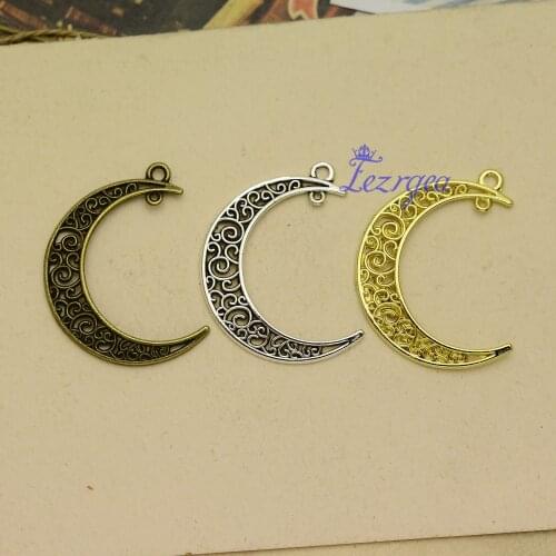 15pcs/lot--32x38mm, moon charms, Antique silver plated bronze gold color moon charms,DIY supplies